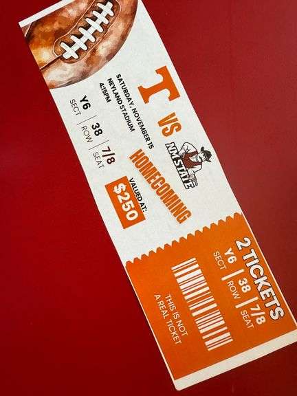 (2) UNIVERSITY OF TN FOOTBALL TICKETS