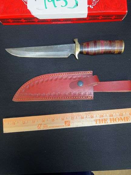 CUSTOM STAINLESS STEEL FIXED BLADE DAGGER W/ BROWN HANDLE