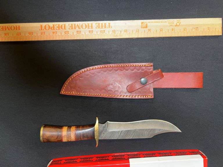 CUSTOM DAMASCUS STEEL FIXED BLADE KNIFE W/ POLISHED HANDLE