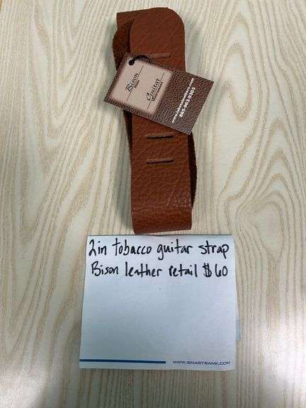2" BISON TOBACCO LEATHER GUITAR STRAP