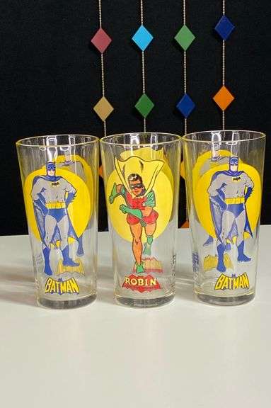 Three vintage 1976 Batman & Robin glasses