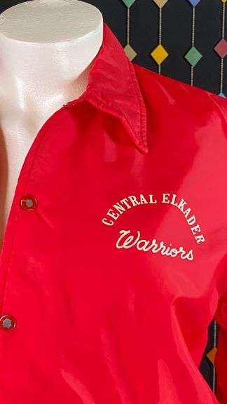 Vintage red Central Elkader Warriors windbreaker jacket