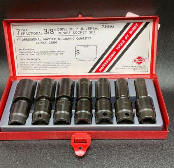 New Sunex 7 Piece 3/8” Drive Deep Universal Impact Socket Set No.3656