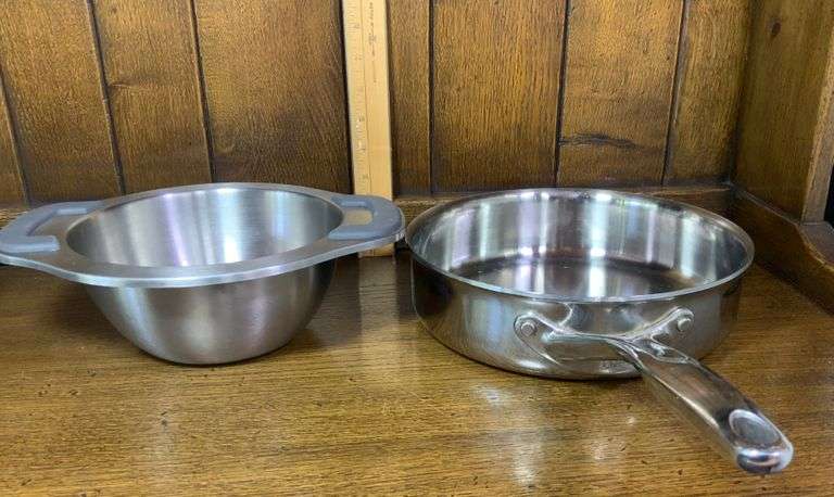 The Pampered Chef Stainless Steel 10” Frying Pan Skillet & The Pampered Chef 9” Mixing Bowl