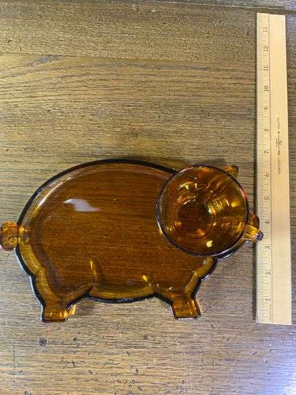 Vintage Tiara Amber Indian Glass,  Piggy Set