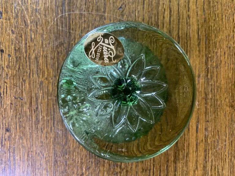 Black Tiara Glass Butter Dish, Amber & Olive Green Candle Holders