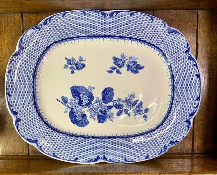 Antique Cauldon Ruskin Blue and White China platter serving plate