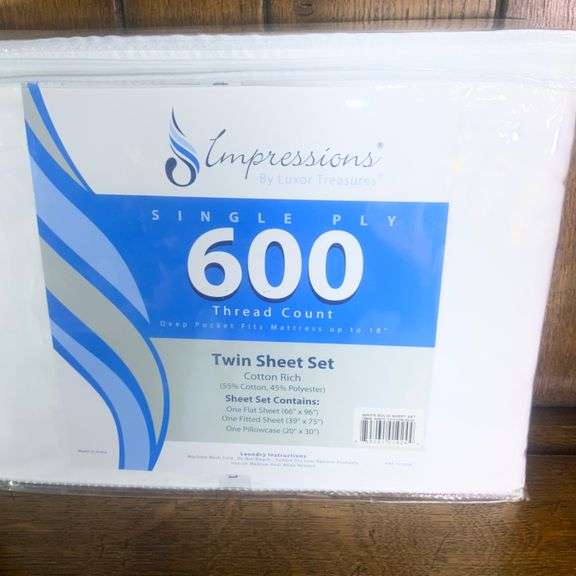Impressions Single Ply 600 Thread Count Twin Sheets Set
