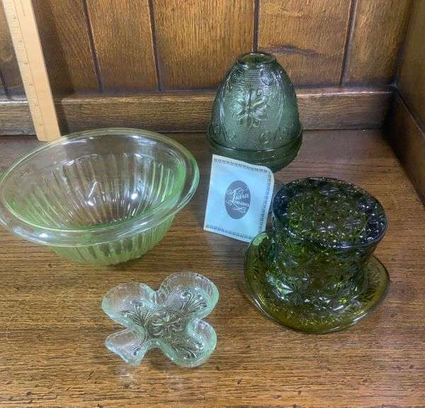 Green Tiara & Fenton Glass Lot