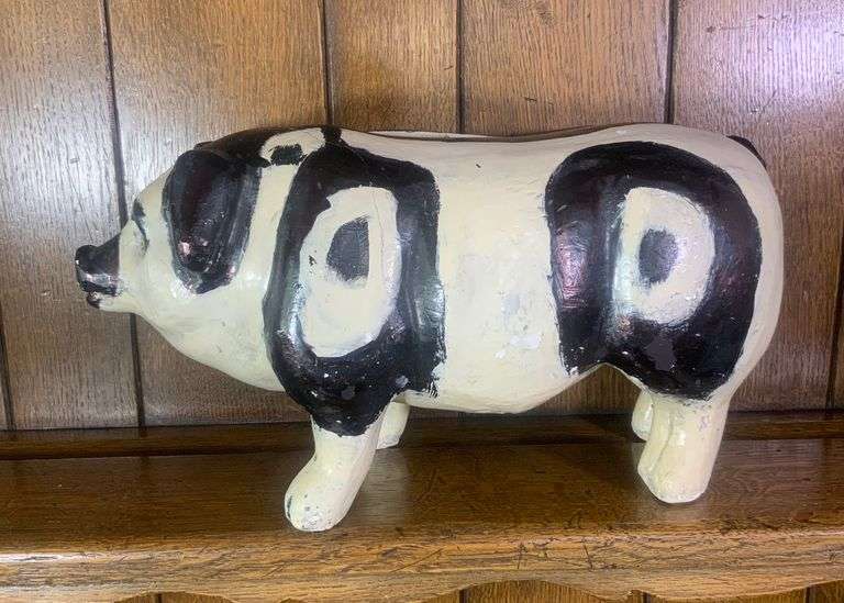 Two  Oversized Vintage Chalkware Piggy Banks