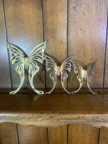 3 Midcentury Modern Wall Brass Butterflies