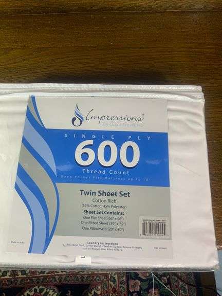 Impressions Single Ply 600 Thread Count Twin Sheets Set