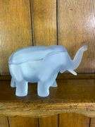 Blue & Pink Tiara Glass Elephants & a Hobnail Trinket Box