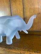 Blue & Pink Tiara Glass Elephants & a Hobnail Trinket Box