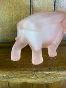 Blue & Pink Tiara Glass Elephants & a Hobnail Trinket Box