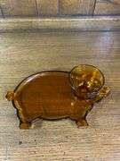 Vintage Tiara Amber Indian Glass,  Piggy Set