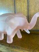 Blue & Pink Tiara Glass Elephants & a Hobnail Trinket Box