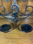 Two Black Wrought Iron Candle Holder Wall Scones