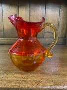 TIARA EXCLUSIVES GLASS RED AMBER CANDY DISH & Amber Heart Dish