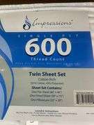 Impressions Single Ply 600 Thread Count Twin Sheets Set