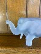 Blue & Pink Tiara Glass Elephants & a Hobnail Trinket Box