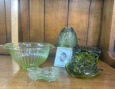 Green Tiara & Fenton Glass Lot