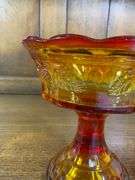 TIARA EXCLUSIVES GLASS RED AMBER CANDY DISH & Amber Heart Dish