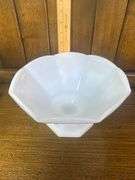 7.5” x 7” Milk Glass Indiana Glass Teardrop Compote Pedestal Bowl & 9” x 6” Vintage Large Milk Glass Fruit Bowl Grape Pattern