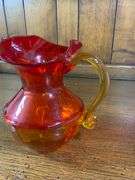 TIARA EXCLUSIVES GLASS RED AMBER CANDY DISH & Amber Heart Dish