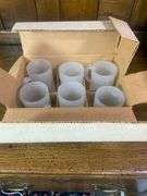 Set of 6 Tiara Exclusives Frosted Glass 4 oz Paneled Mini Mugs with Original Box