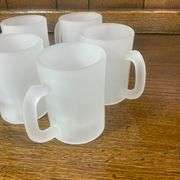 Set of 6 Tiara Exclusives Frosted Glass 4 oz Paneled Mini Mugs with Original Box