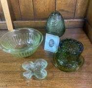 Green Tiara & Fenton Glass Lot