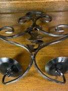 Two Black Wrought Iron Candle Holder Wall Scones