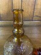 Vintage 70’s Tiara Amber Sandwich  Wine Set-Tray Goblets Decanter 11 Pcs.