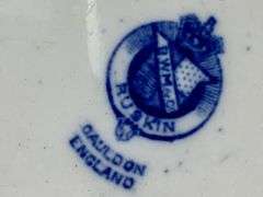 Antique Cauldon Ruskin Blue and White China platter serving plate