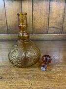 Vintage 70’s Tiara Amber Sandwich  Wine Set-Tray Goblets Decanter 11 Pcs.