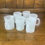 Set of 6 Tiara Exclusives Frosted Glass 4 oz Paneled Mini Mugs with Original Box