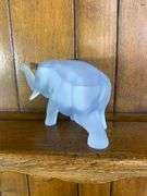 Blue & Pink Tiara Glass Elephants & a Hobnail Trinket Box