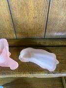 Blue & Pink Tiara Glass Elephants & a Hobnail Trinket Box