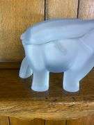 Blue & Pink Tiara Glass Elephants & a Hobnail Trinket Box