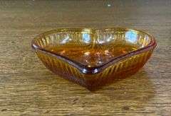 TIARA EXCLUSIVES GLASS RED AMBER CANDY DISH & Amber Heart Dish