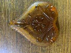 TIARA EXCLUSIVES GLASS RED AMBER CANDY DISH & Amber Heart Dish