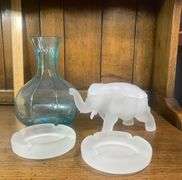 Blue & White Frosted Tiara Glass Lot
