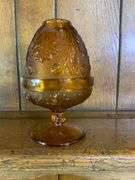 Black Tiara Glass Butter Dish, Amber & Olive Green Candle Holders