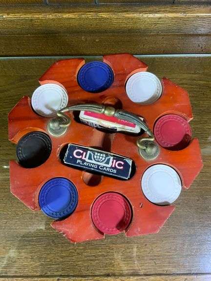 Vintage Wooden Poker Caddy
