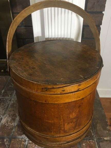 Antique Wooden Flour Barrel with Lid 12”H x 11.5”W