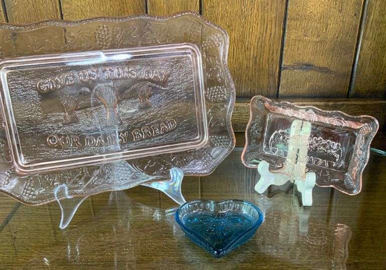 Pink Tiara Glass Bread Plate,