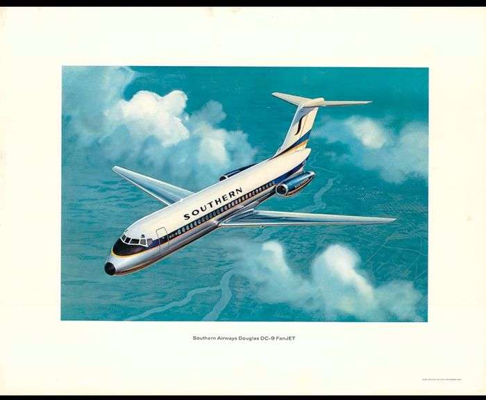 Southern Airways Douglas DC-9 FanJet Poster 20” x 16”
