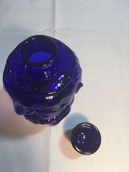 Very Rare, Tiara Indiana  Glass Mountaineer Cobalt Blue Water Carafe 10” Tall