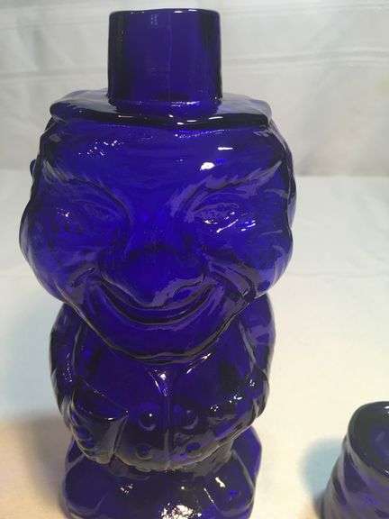Very Rare, Tiara Indiana  Glass Mountaineer Cobalt Blue Water Carafe 10” Tall